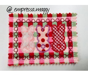 Stickdatei ITH - Postkarte Hasenreihe Frohe Ostern